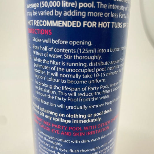 Party Pool Swimming Pool Blue Water Dye 250ml